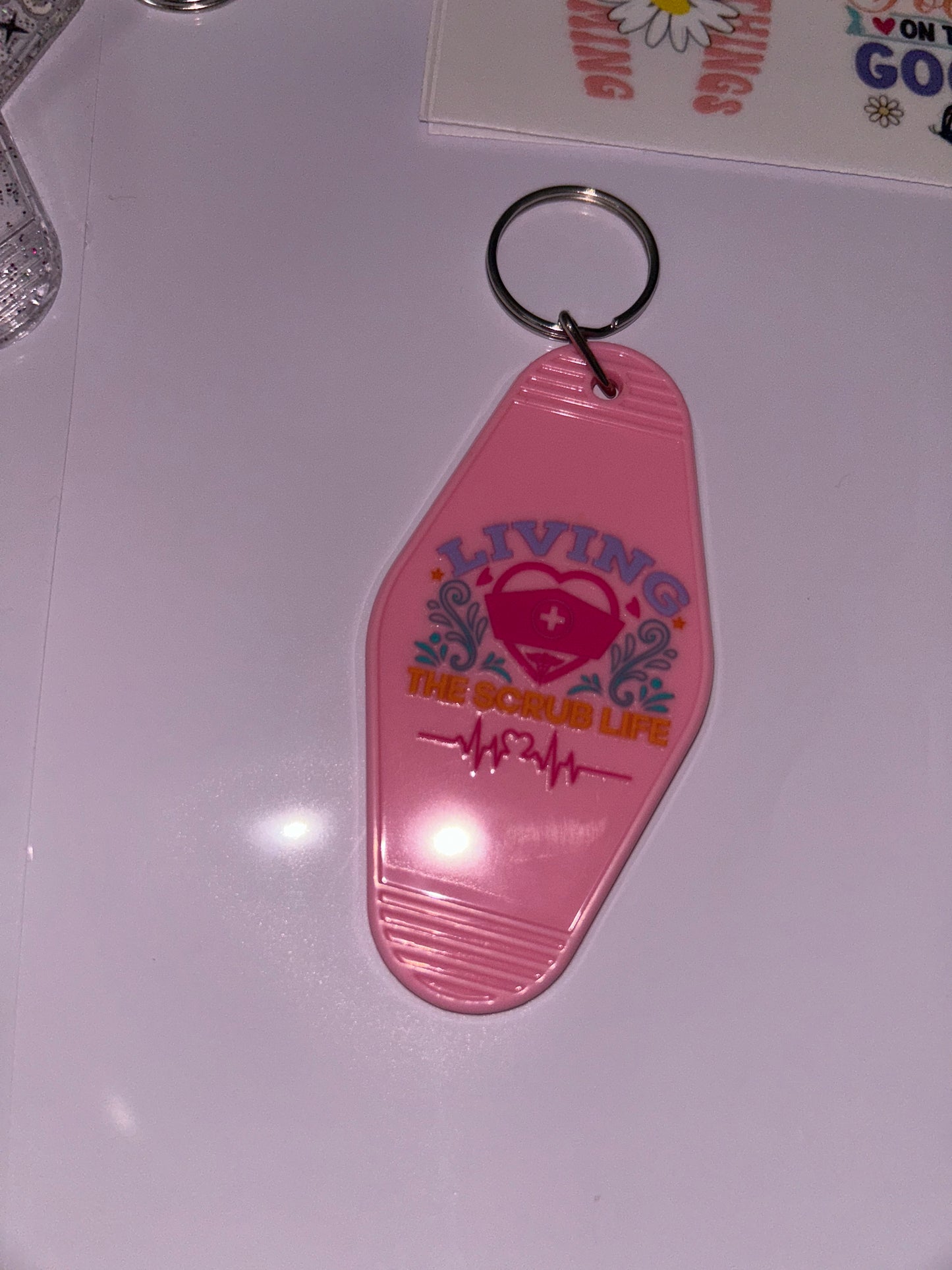 “Living the scrub life” keychain