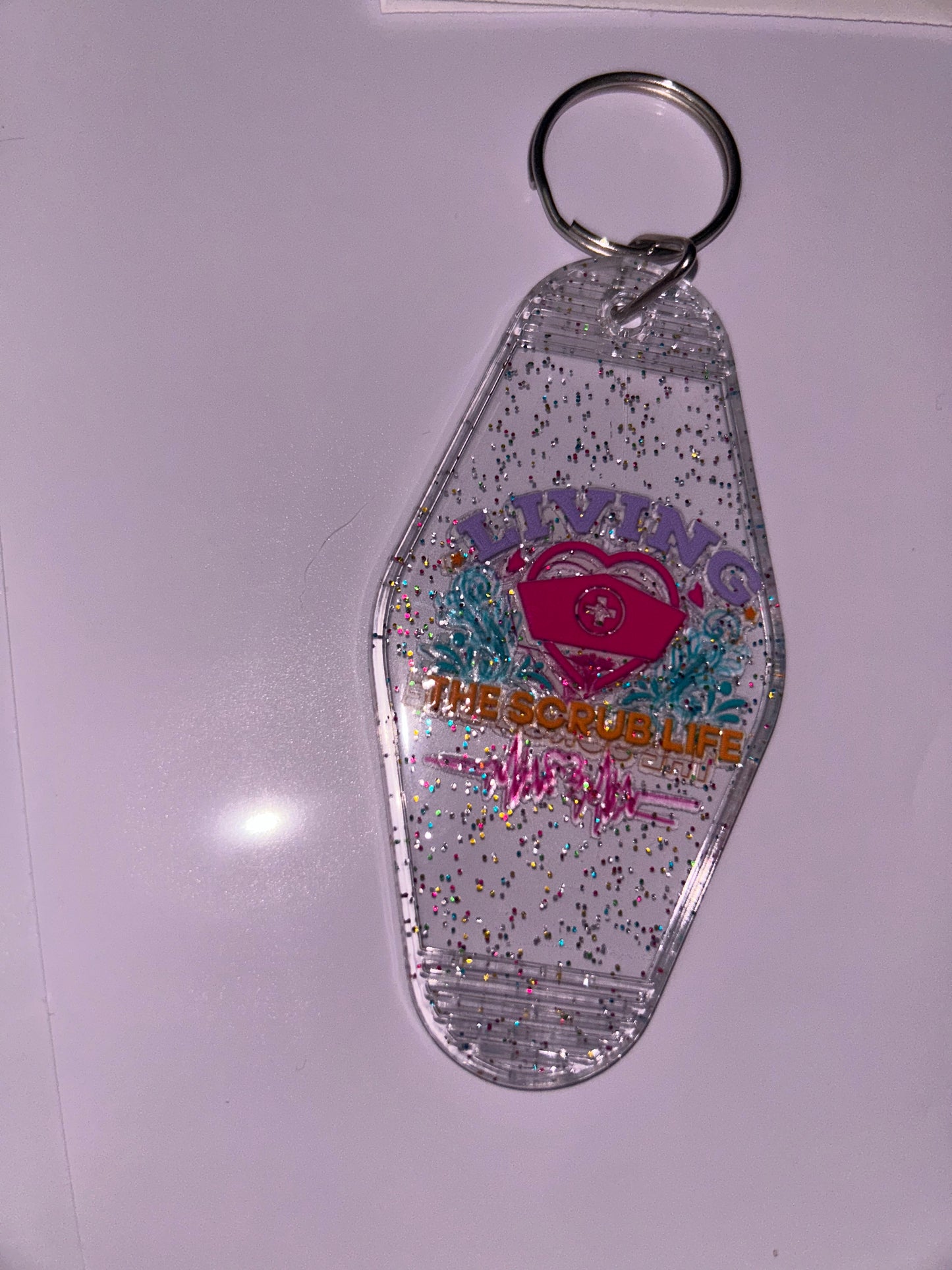 “Living the scrub life” keychain